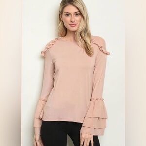 Ina Ruffle Sleeve Blush Bell Sleeve Whimsigoth Top NWT